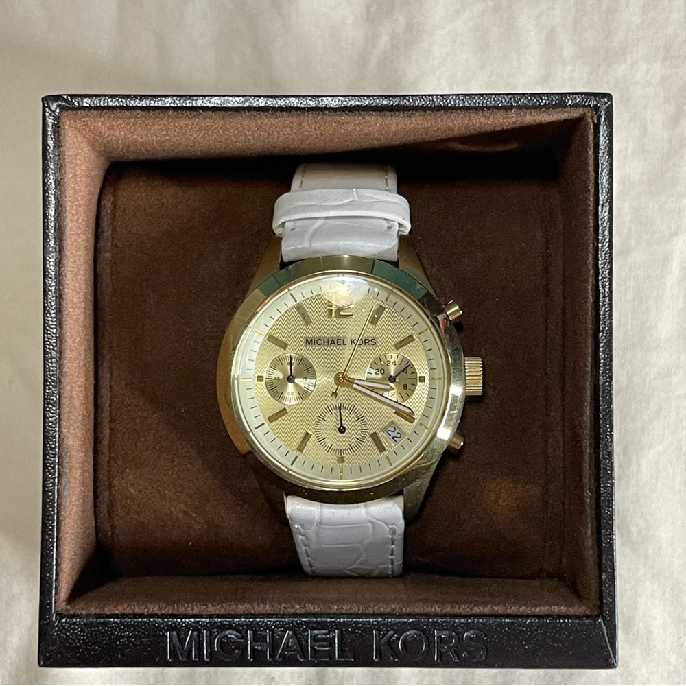 Michael Kors white leather watch